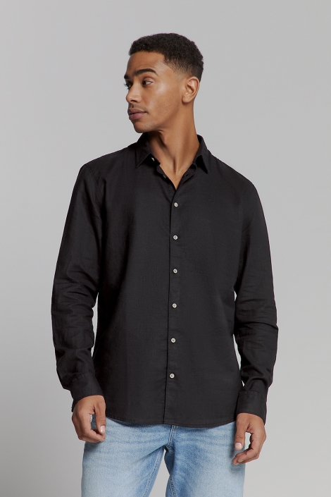 NO-EXCESS shirt solid with linen