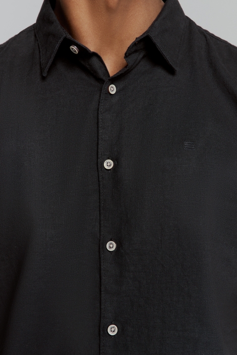 NO-EXCESS shirt solid with linen