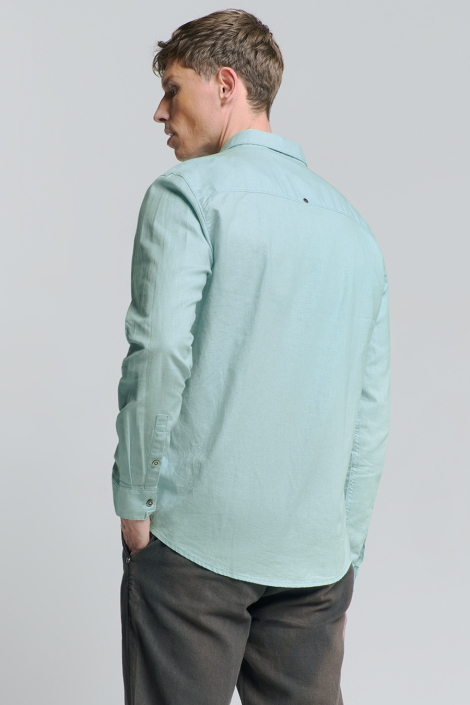 NO-EXCESS shirt solid with linen