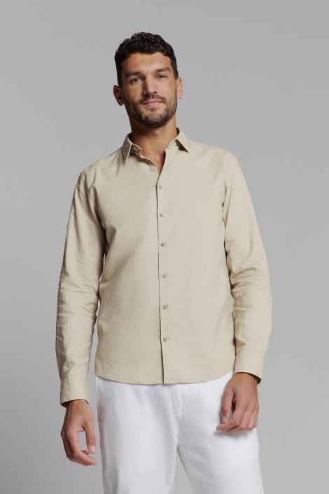 NO-EXCESS shirt solid with linen