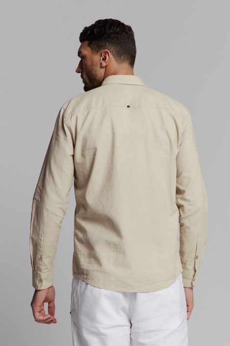 NO-EXCESS shirt solid with linen