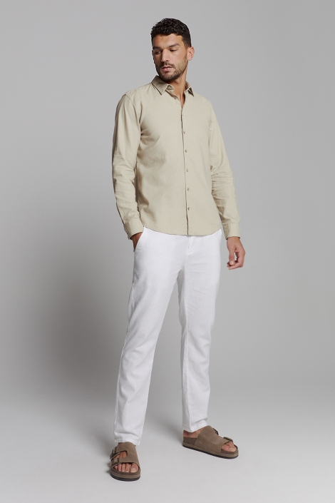 NO-EXCESS shirt solid with linen