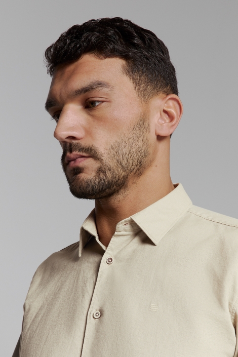 NO-EXCESS shirt solid with linen