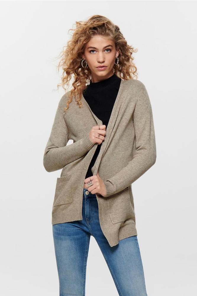 ONLLESLY L/S OPEN CARDIGAN KNT NOOS 15174274 Beige/W. MELANGE