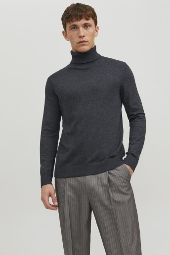 Jack & Jones Trui JJEEMIL KNIT ROLL NECK NOOS 12157417 Dark Grey Melange