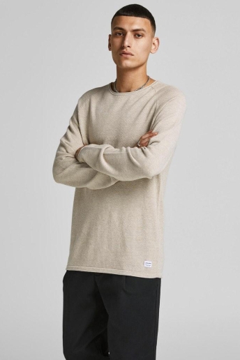 Jack & Jones Trui JJEHILL KNIT CREW NECK NOOS 12157321 OATMEAL/MELANGE