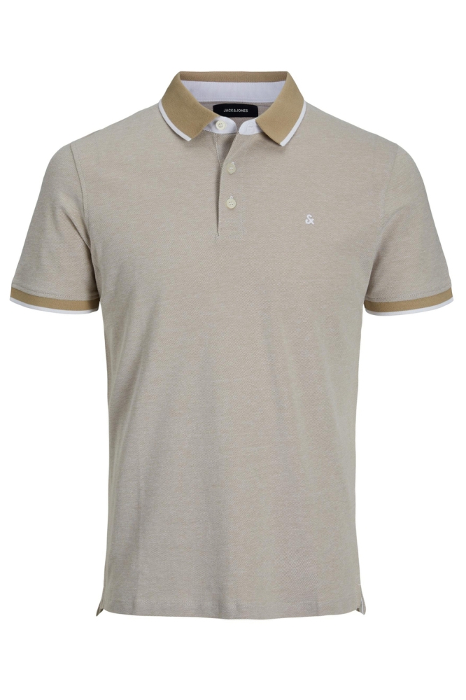 JJEPAULOS POLO SS NOOS 12136668 CROCKERY/SLIM FIT