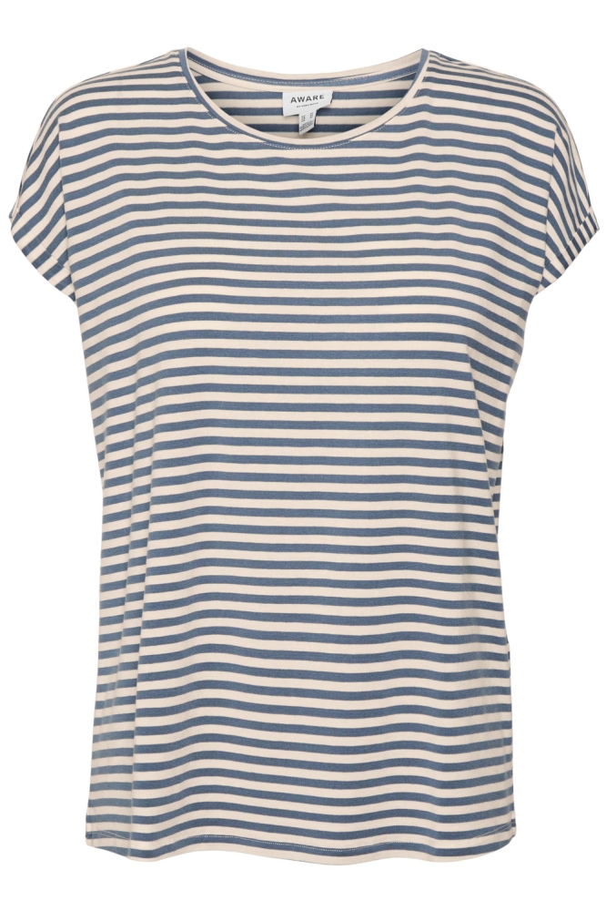 VMAVA PLAIN SS TOP STRIPE GA JRS N 10284469 CHINA BLUE