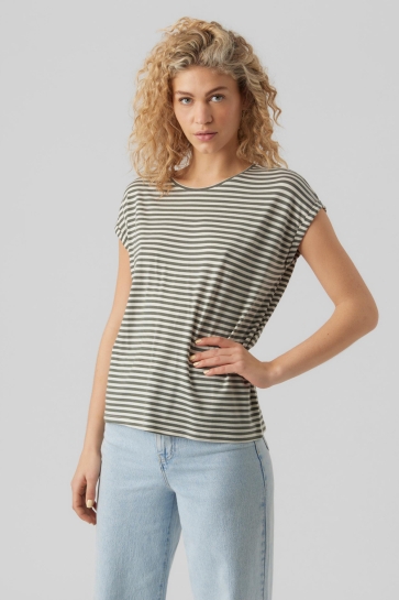 Vero Moda T-shirt VMAVA PLAIN SS TOP STRIPE GA JRS N 10284469 Laurel wreath