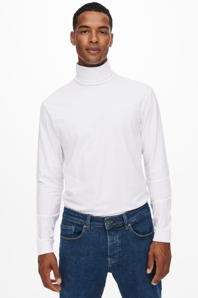 ONSMICHAN SLIM LS ROLLNECK TEE 22014946 White