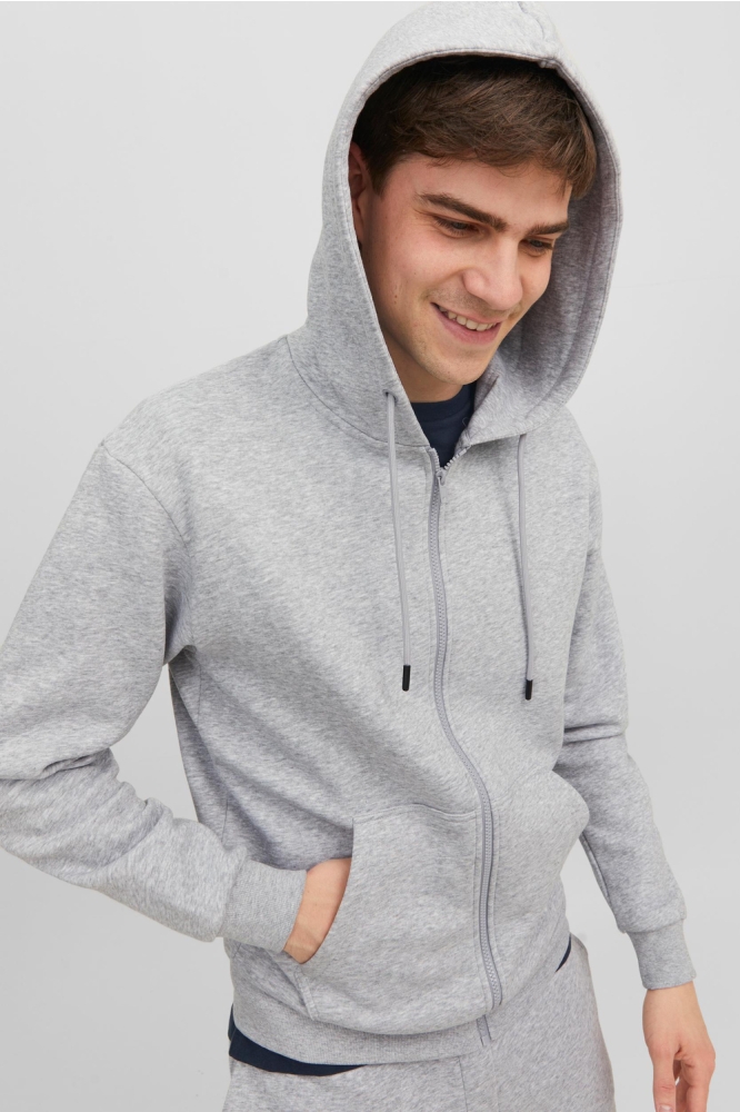 JJEBRADLEY SWEAT ZIP HOOD NOOS 12249342 LIGHT GREY MELANGE