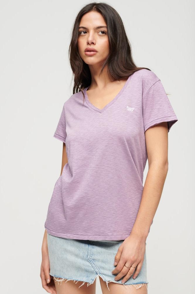 studios slub emb vee t-shirt lavender superdry light tee w1011181a purple