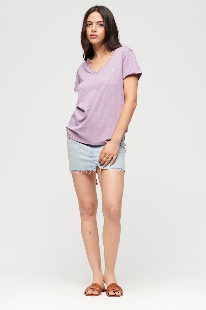 slub emb tee vee lavender light w1011181a studios superdry purple t-shirt