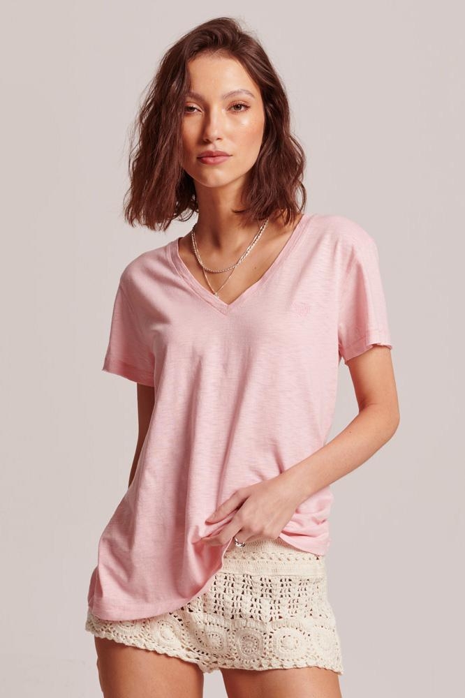 superdry emb t-shirt slub pink grey tee w1011181a studios vee