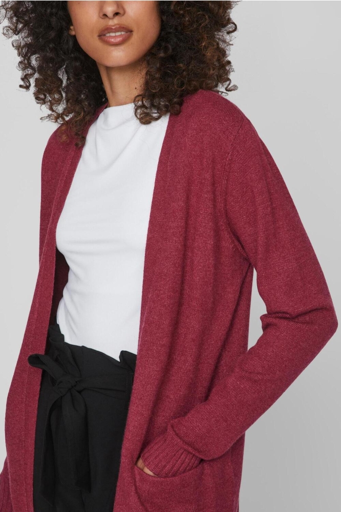 VIRIL OPEN L/S KNIT CARDIGAN - NOOS 14044041 Beet Red/Dark Melange