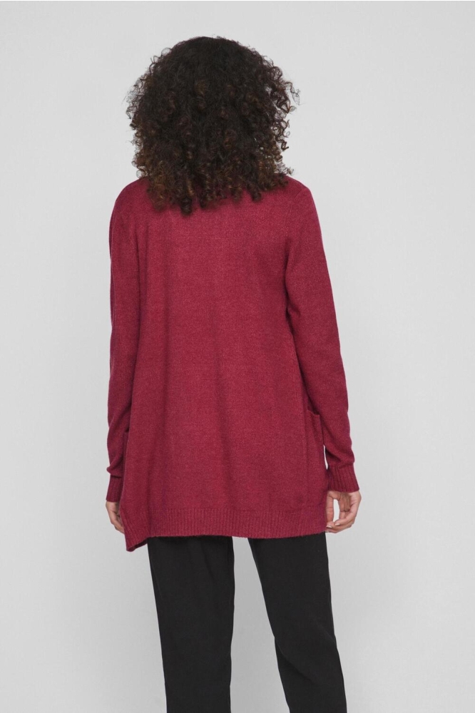 VIRIL OPEN L/S KNIT CARDIGAN - NOOS 14044041 Beet Red/Dark Melange