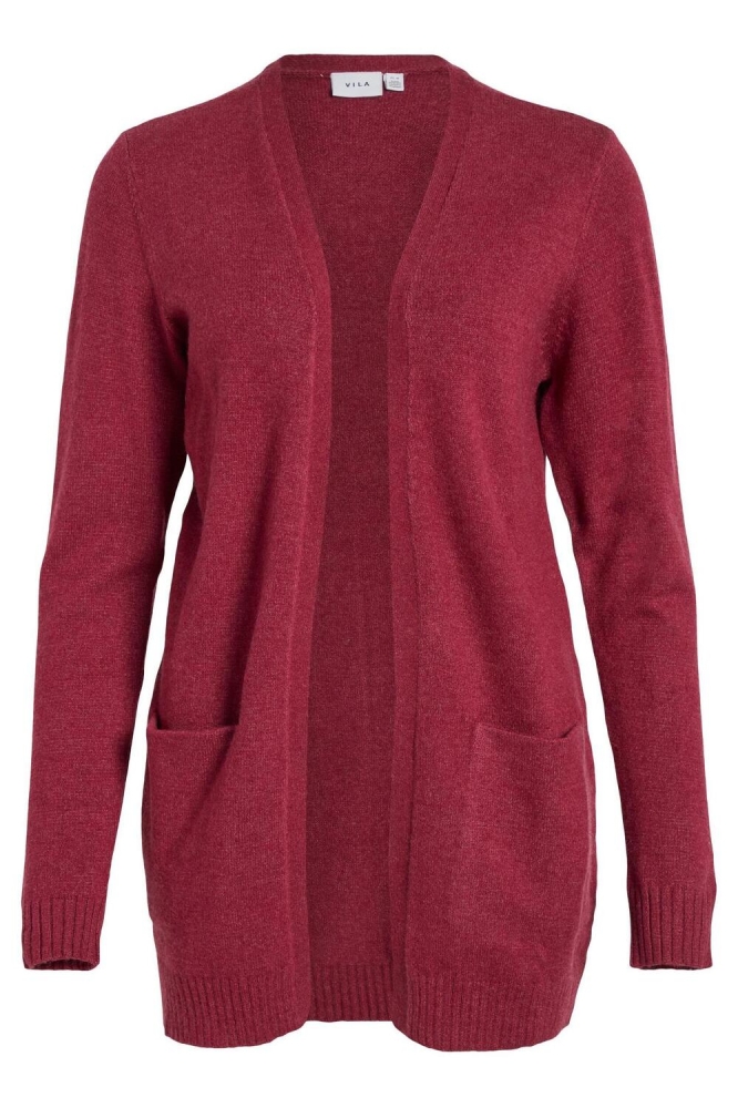 VIRIL OPEN L/S KNIT CARDIGAN - NOOS 14044041 Beet Red/Dark Melange