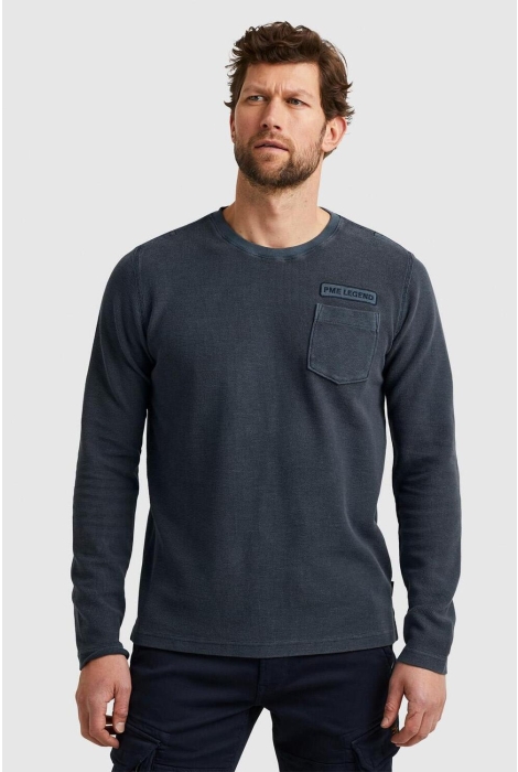 PME legend long sleeve r-neck structured piqu