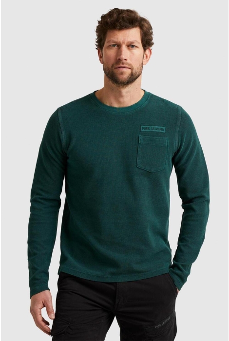 PME legend long sleeve r-neck structured piqu