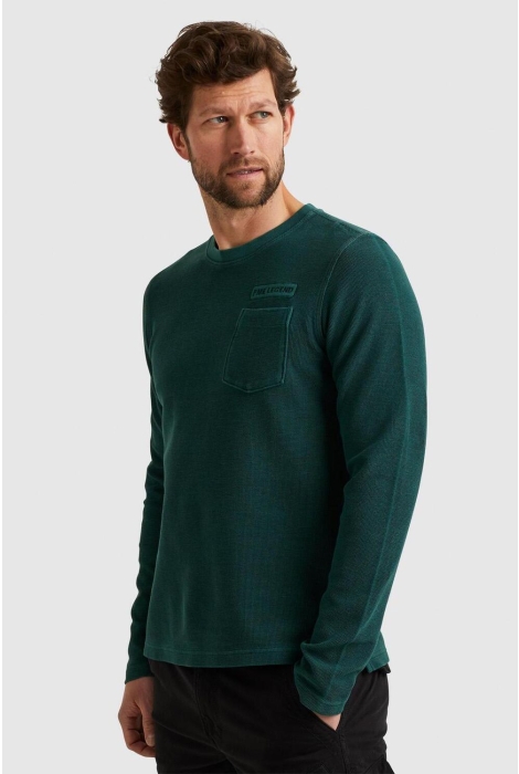 PME legend long sleeve r-neck structured piqu