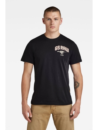 G-Star RAW T-shirt SKELETON DOG CHEST GR SLIM R T D24424 C372 DK BLACK