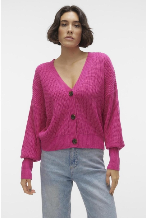 pink yarrow ls moda vmlea noos v-neck vero vest 10249632 cuff cardigan