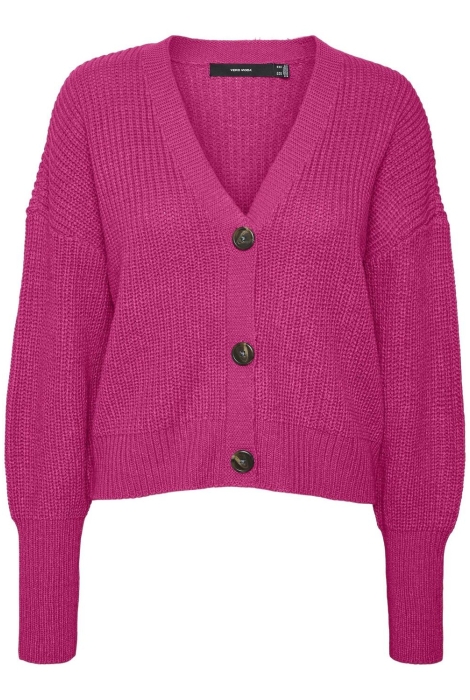 vmlea ls v-neck cuff cardigan vest yarrow noos 10249632 pink vero moda
