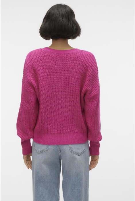 vmlea ls v-neck cuff vero moda 10249632 vest pink cardigan noos yarrow