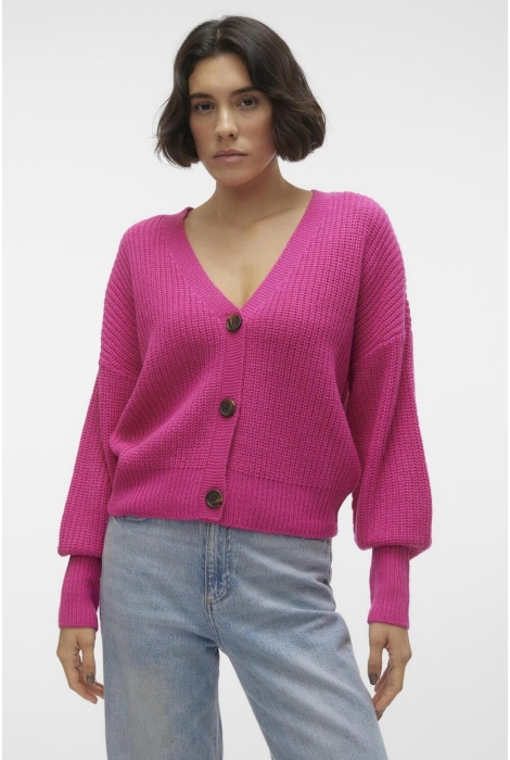 moda noos pink 10249632 v-neck cuff vmlea ls yarrow cardigan vest vero