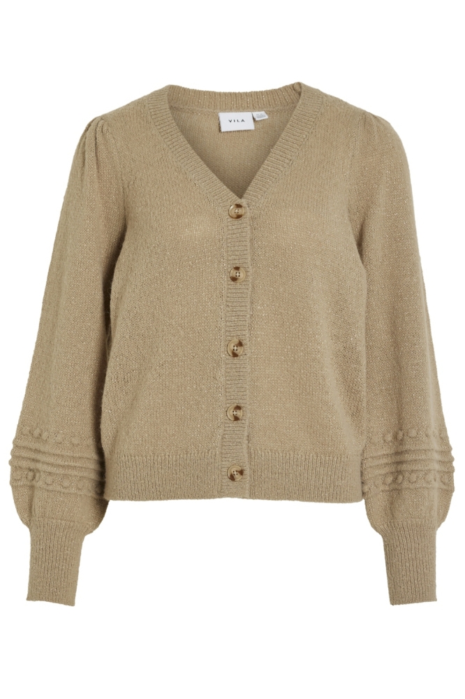 VITULI V-NECK GLITTER KNIT CARDIGAN 14098059 SAVANNAH TAN/LIGHT GOLD