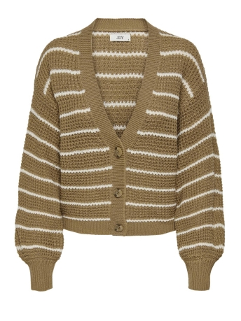 Jacqueline de Yong Vest JDYELLEN L/S V-NECK STRIPE CARDIGAN 15328338 Malt Ball/WHITECAP GRAY