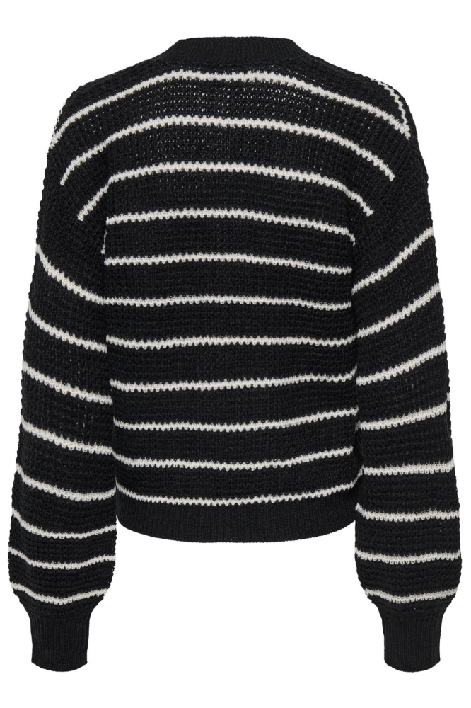 JDYELLEN L/S V-NECK STRIPE CARDIGAN 15328338 Black/WHITECAP GRAY