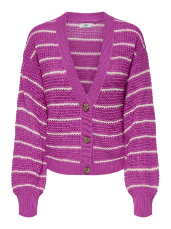 Jacqueline de Yong Vest JDYELLEN L/S V-NECK STRIPE CARDIGAN 15328338 ROSE VIOLET/WHITECAP GRAY