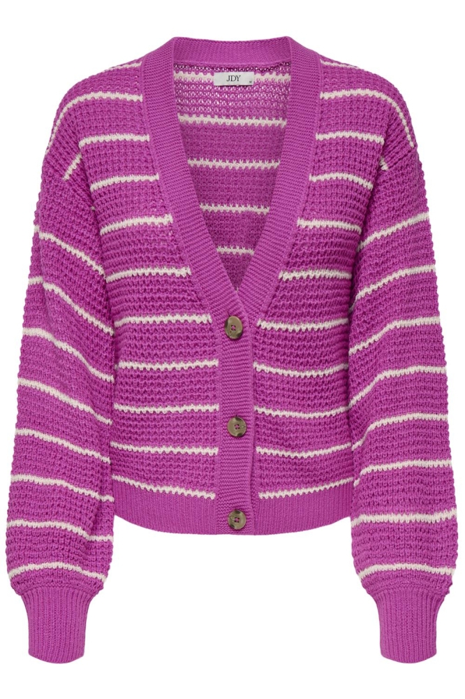 JDYELLEN L/S V-NECK STRIPE CARDIGAN 15328338 ROSE VIOLET/WHITECAP GRAY