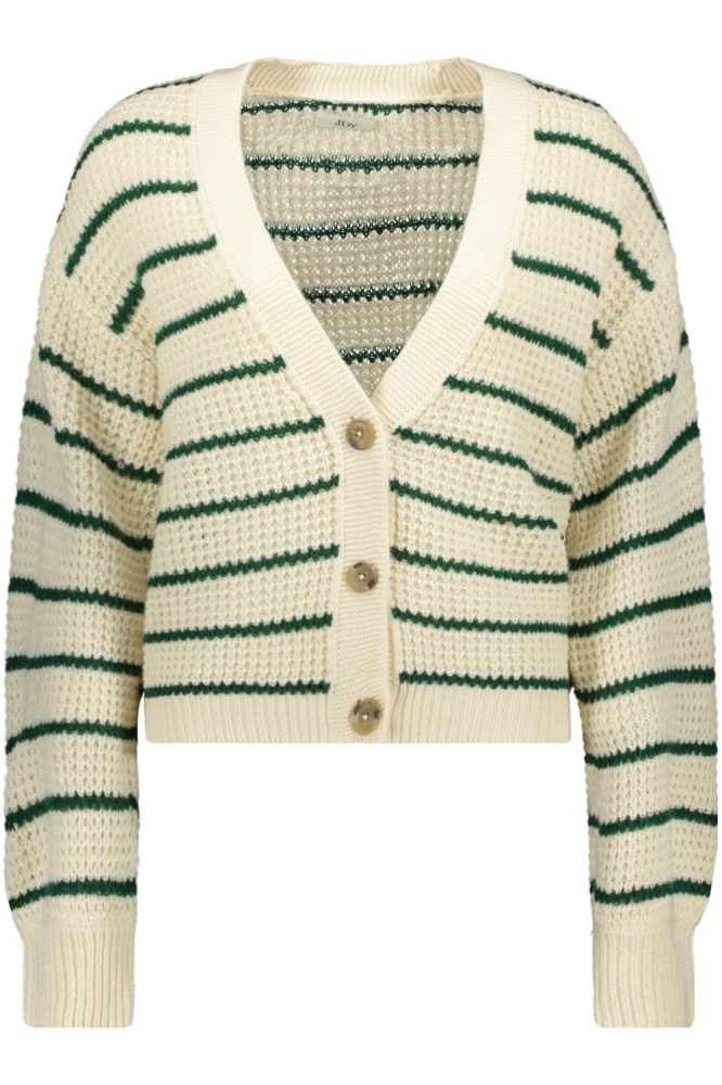 JDYELLEN L/S V-NECK STRIPE CARDIGAN 15328338 WHITECAP GRAY/RAIN FOREST