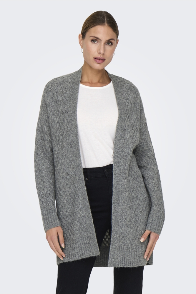 JDYBIGUM L/S LONG OPEN CARDIGAN KNT 15328358 MEDIUM GREY MELANGE