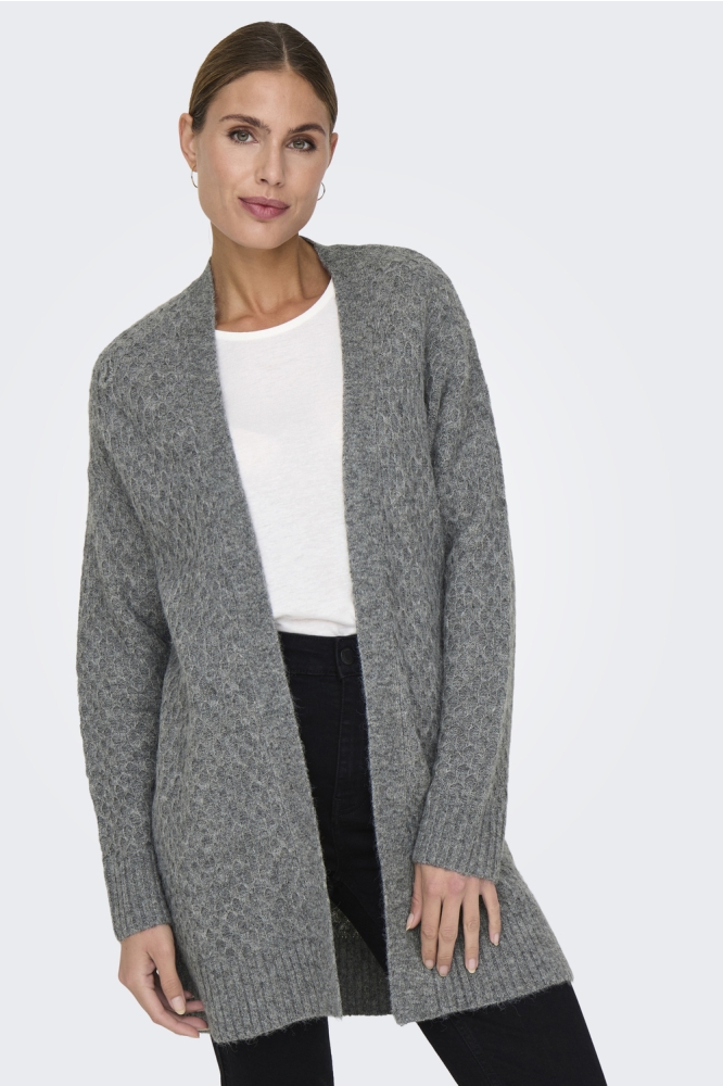 JDYBIGUM L/S LONG OPEN CARDIGAN KNT 15328358 MEDIUM GREY MELANGE