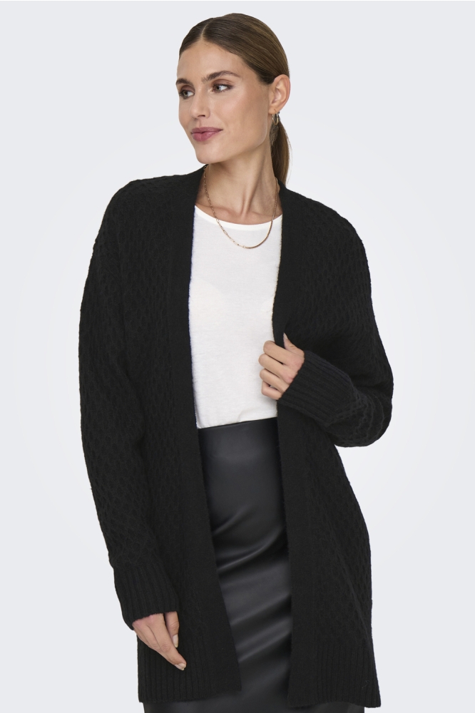 JDYBIGUM L/S LONG OPEN CARDIGAN KNT 15328358 BLACK