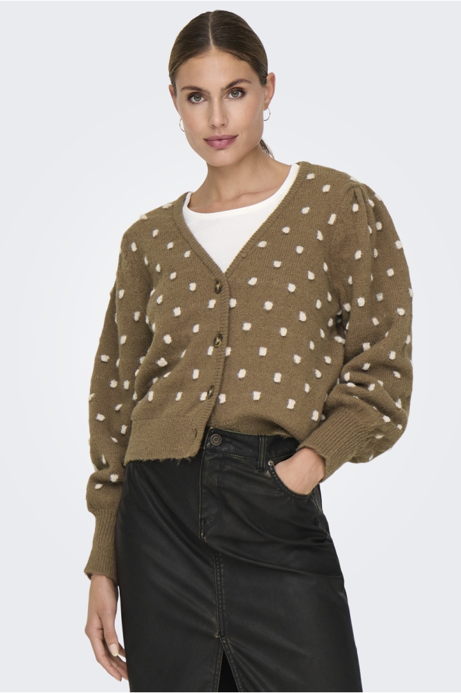 JDYSIGRID LIFE L/S VNECK STRUC CARD 15328364 Malt Ball/W. CEMENT