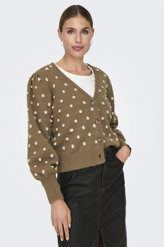 JDYSIGRID LIFE L/S VNECK STRUC CARD 15328364 Malt Ball/W. CEMENT