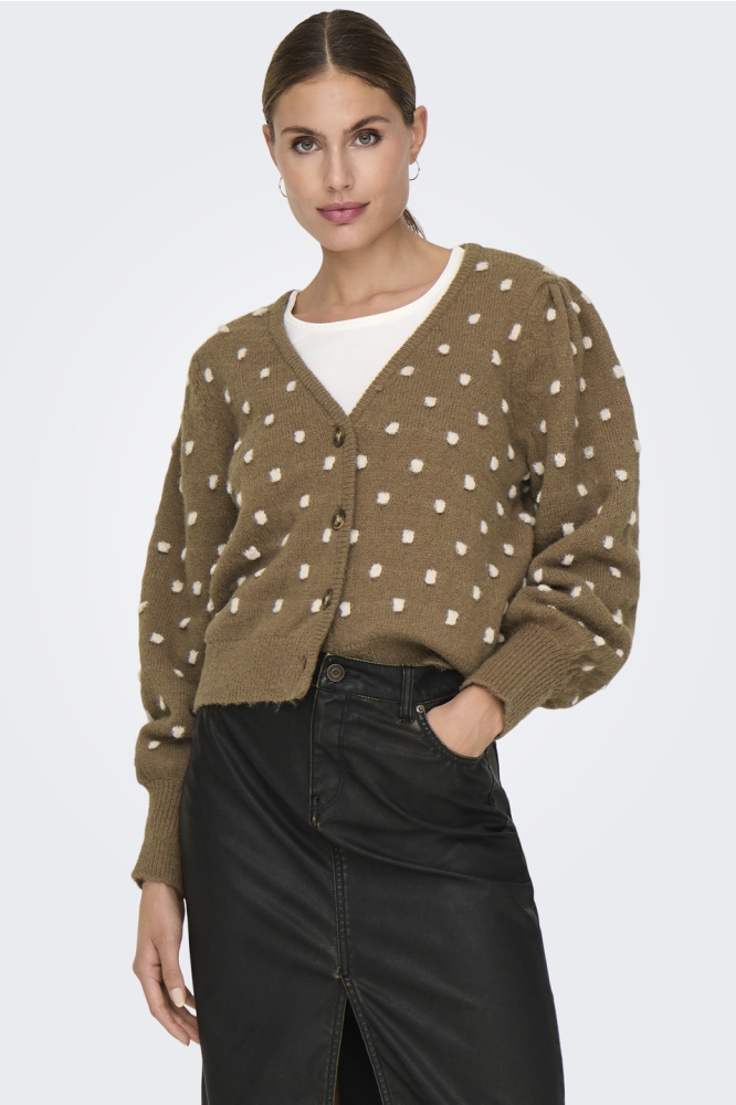 JDYSIGRID LIFE L/S VNECK STRUC CARD 15328364 Malt Ball/W. CEMENT