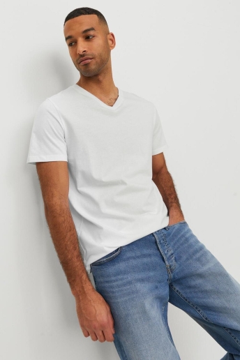 Jack & Jones T-shirt JJEORGANIC BASIC TEE SS V-NECK NOOS 12156102 WHITE