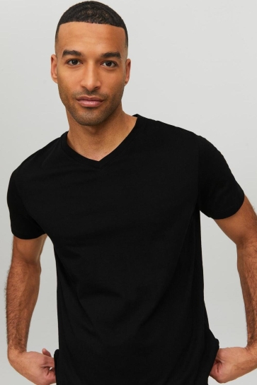 Jack & Jones T-shirt JJEORGANIC BASIC TEE SS V-NECK NOOS 12156102 BLACK