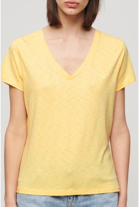 yellow w1011181a tee superdry studios vee t-shirt pale slub emb