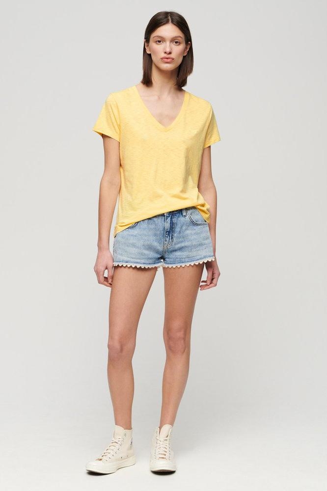 STUDIOS SLUB EMB VEE TEE W1011181A PALE YELLOW