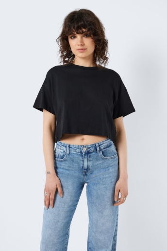 Noisy may T-shirt NMALENA S/S O-NECK SEMICROP TOP FWD 27023863 Black