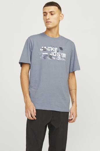 Jack & Jones T-shirt JCOOUTDOOR LOGO TEE SS CREW NECK SN 12262560 Flint Stone