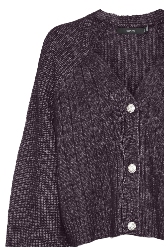 VMMEILANI LS V-NECK CARDIGAN GA 10314135 Plum Perfect/W. MELANGE