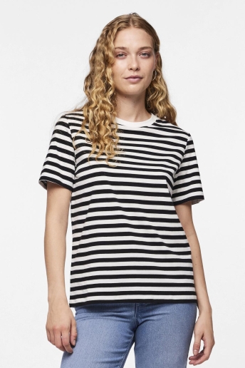 Pieces T-shirt PCRIA SS TEE STRIPES NOOS BC 17146339 BLACK/BRIGHT WHITE