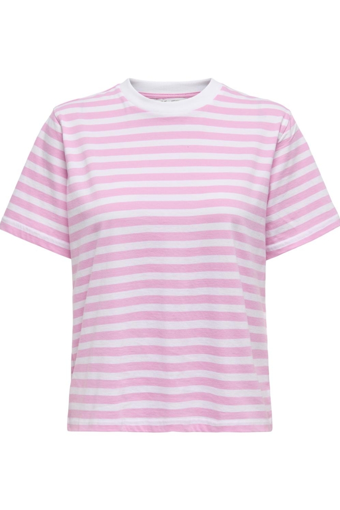 ONLLIVINA S/S STRIPE TEE JRS NOOS 15272227 BONBON/WHITE STRIPES